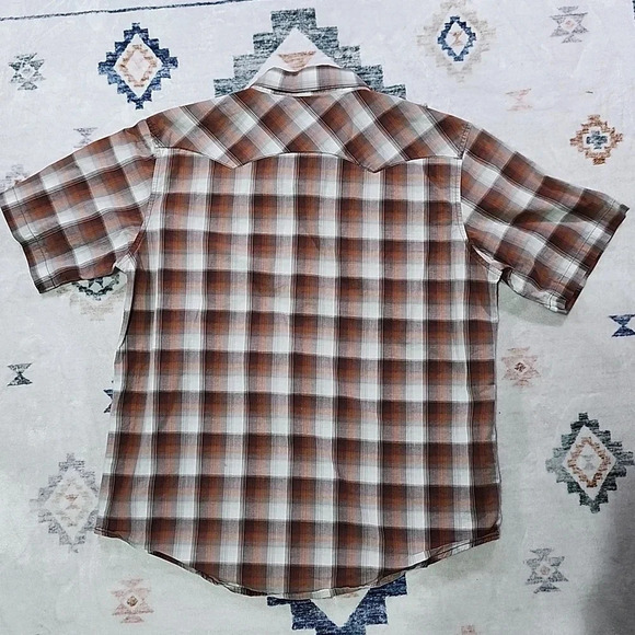 Vintage Wrangler Short-Sleeve Pearl-Snap Plaid Western Shirt – Size S, Retro - Picture 9 of 9